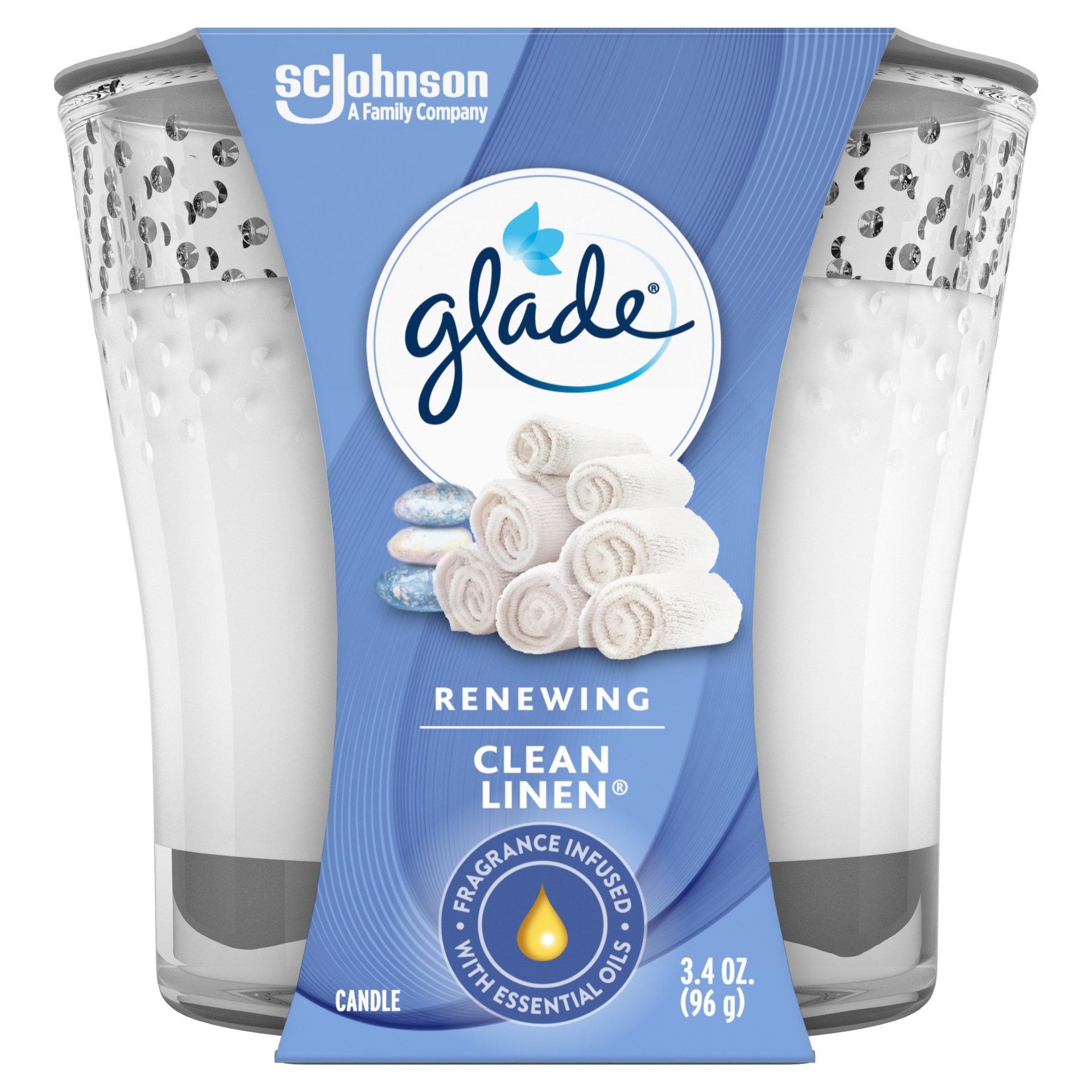 slide 7 of 7, Glade Clean Linen Candle White Jar, 3.4 oz