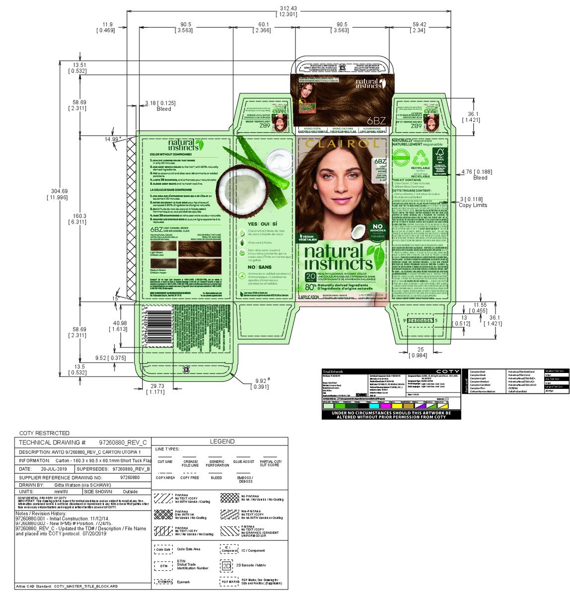 slide 6 of 7, Natural Instincts Clairol Natural Instincts 6BZ Light Caramel Brown Hair Color, 1 ct