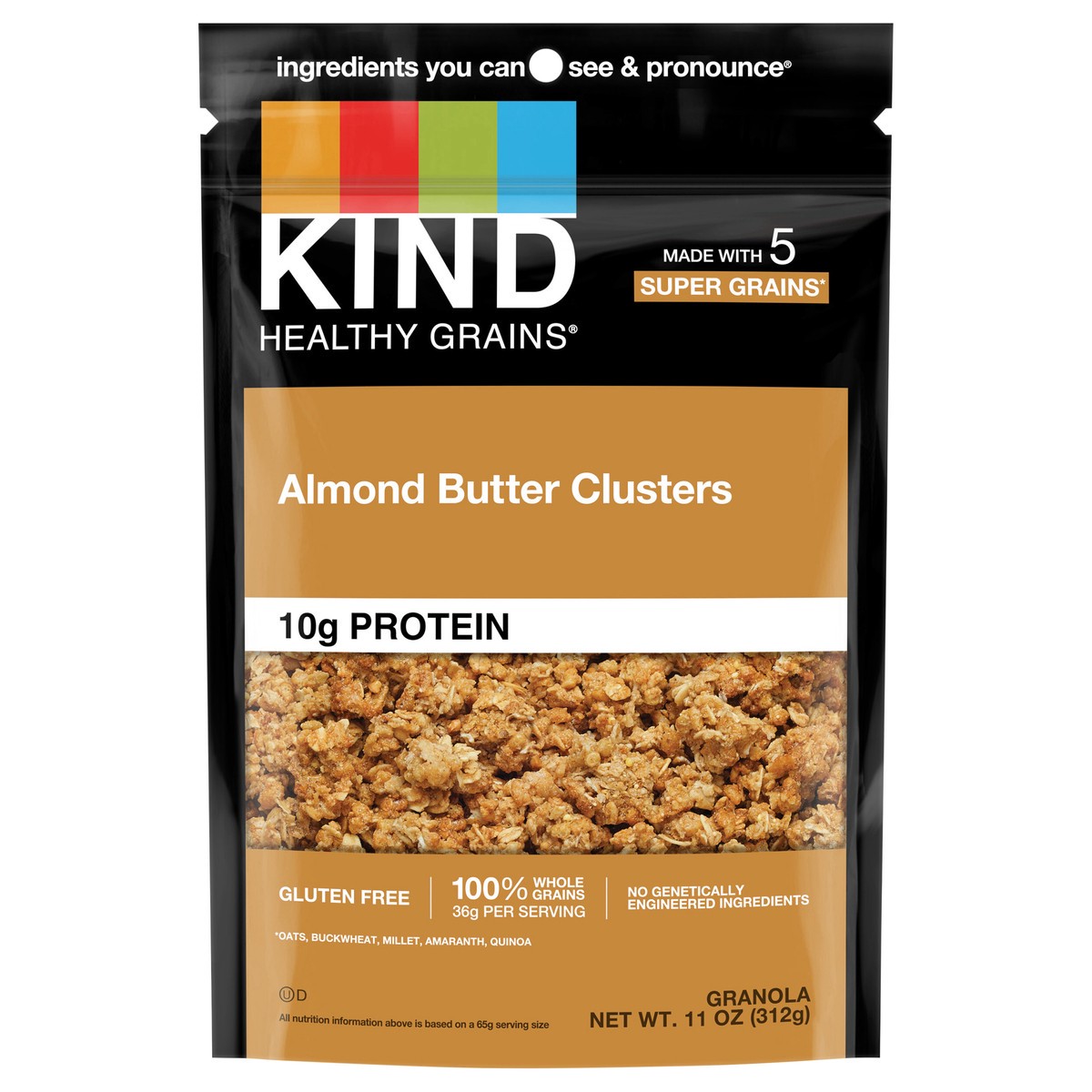 slide 1 of 4, KIND Healthy Grains Almond Butter Granola Clusters, 11 oz