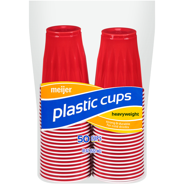 slide 1 of 1, Meijer Heavyweight Plastic Cups, 50 ct; 18 oz