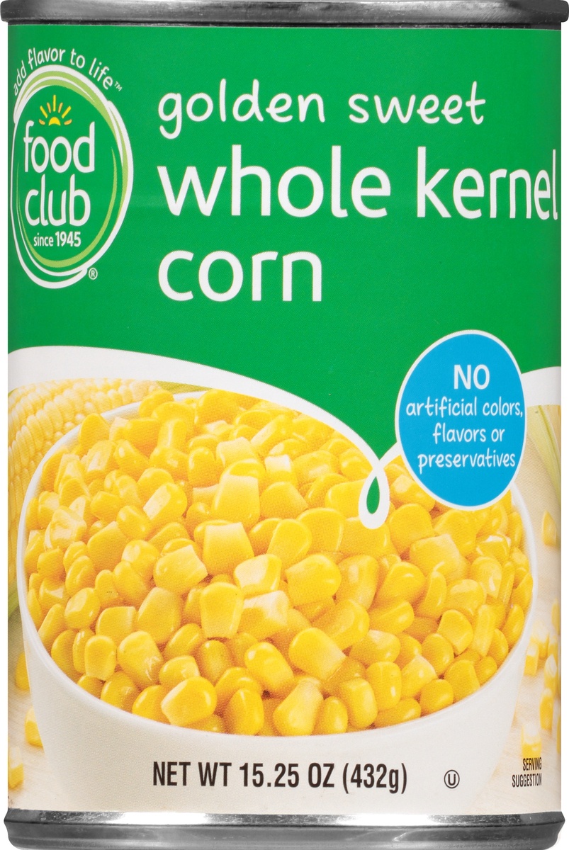 slide 9 of 10, Food Club Gold Sweet Whole Kernel Corn, 15.25 oz