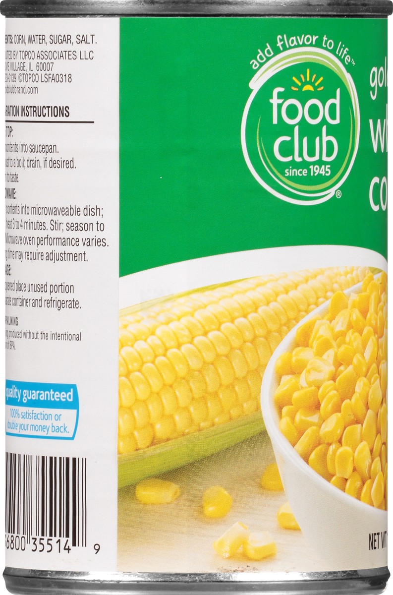 slide 9 of 12, Food Club Whole Kernel Golden Sweet Corn 15.25 oz Can, 15.25 oz