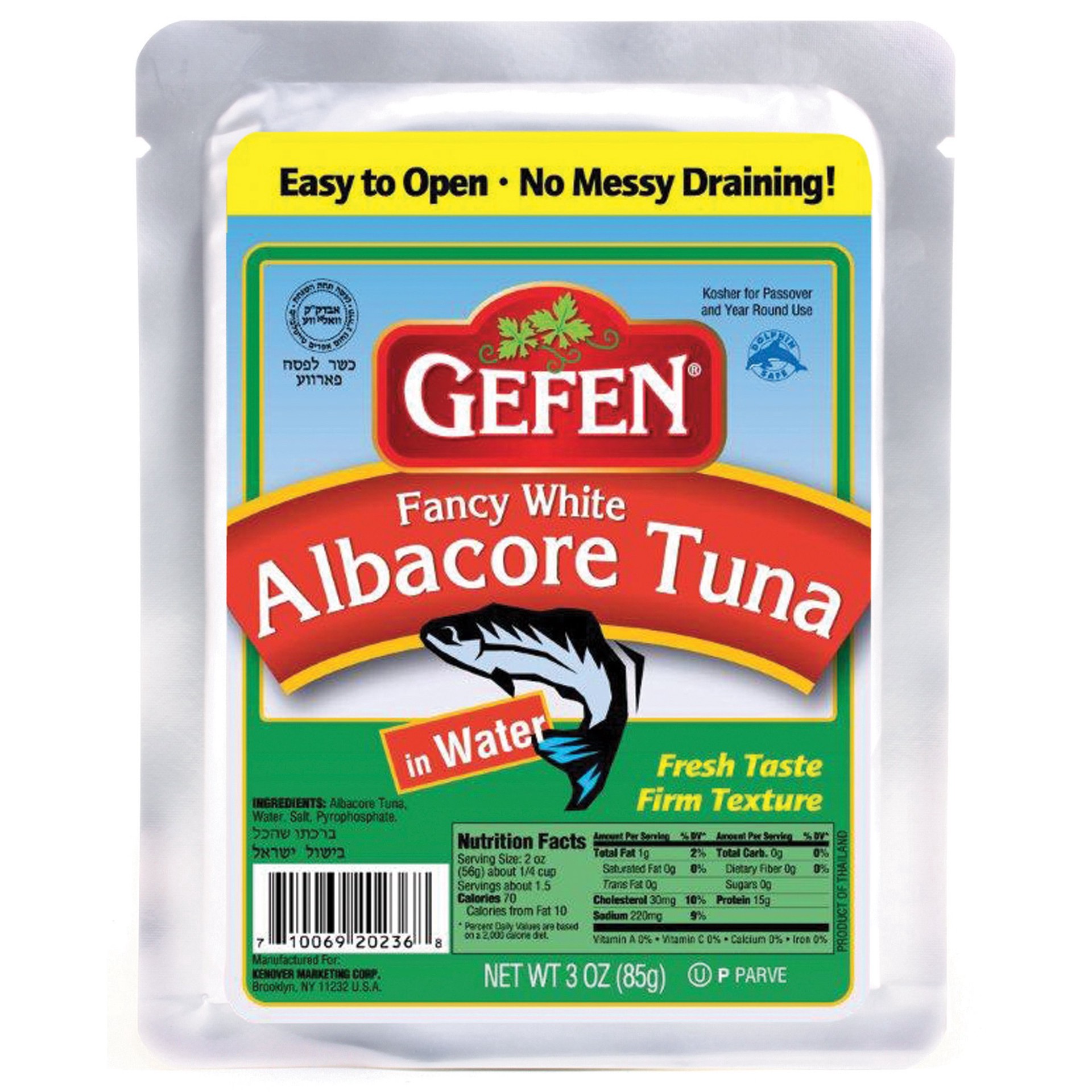 slide 1 of 1, Gefen Fancy White Albacore Tuna In Water - Kosher For Passover, 3 oz