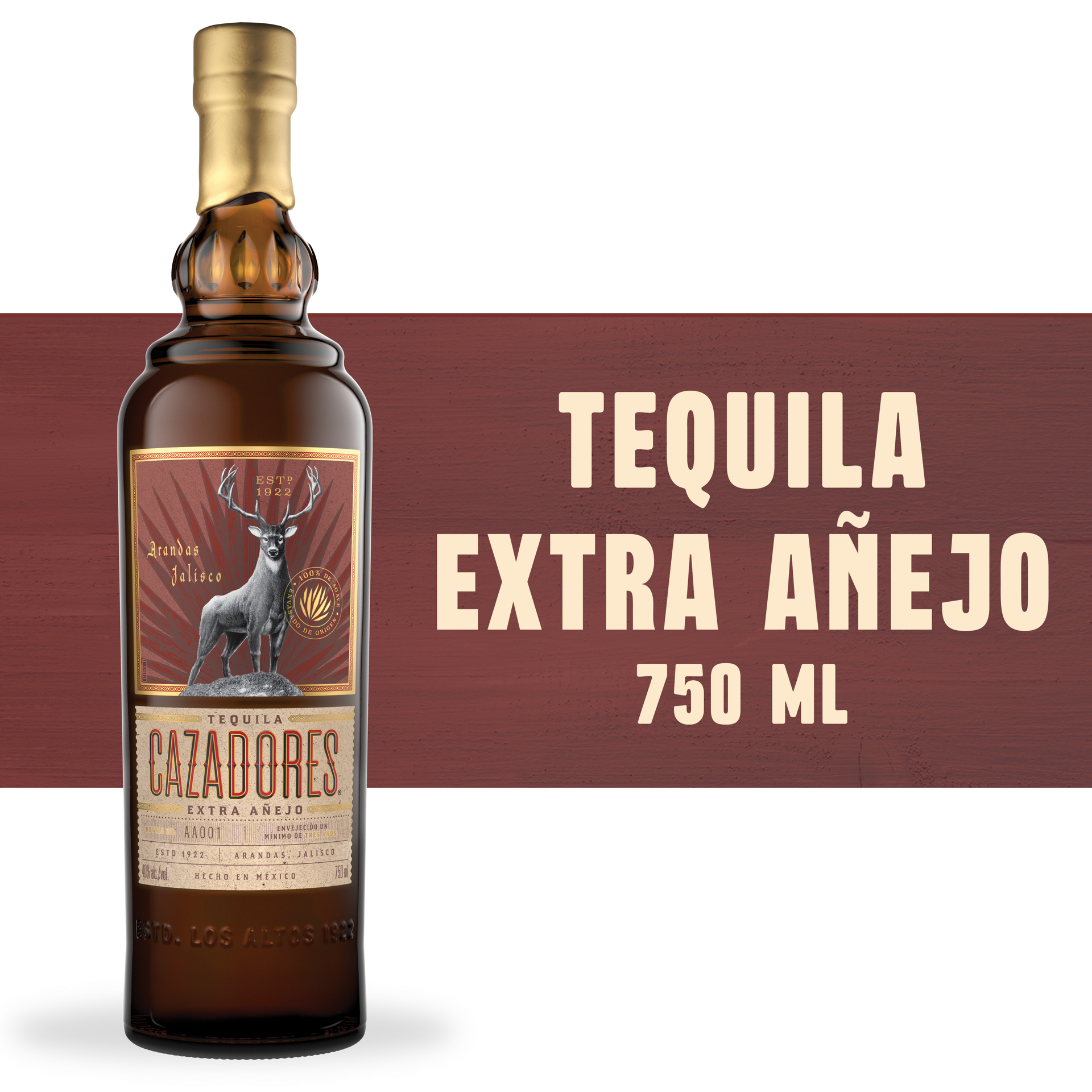 slide 2 of 5, Cazadores Tequila Cazadores Extra Anejo 40% 75Cl/750Ml, 750 ml
