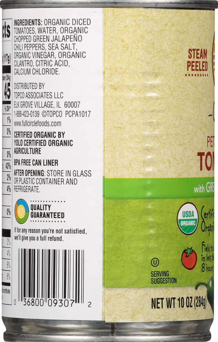 slide 9 of 14, Full Circle Market Organic Petite Diced with Green Chilies Tomatoes in Water 10 oz, 10 oz