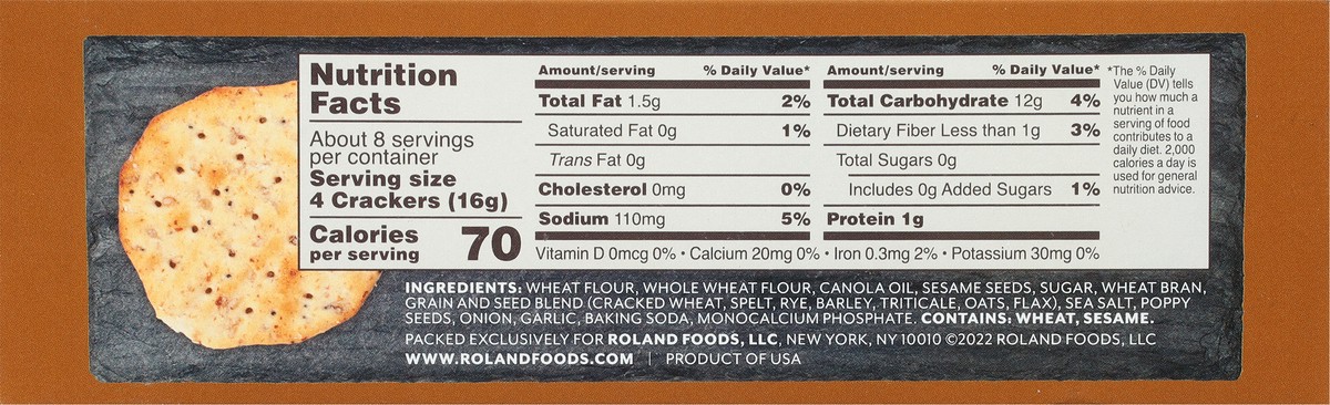 slide 6 of 11, Roland Wheat Everything Crackers 4.4 oz, 4.4 oz