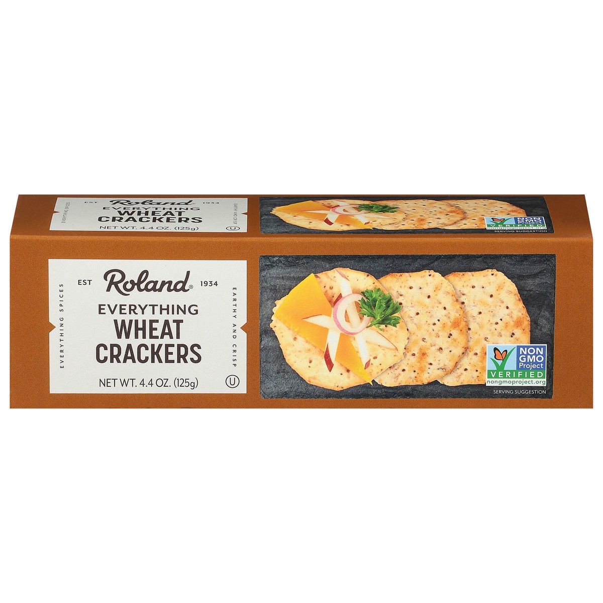 slide 1 of 11, Roland Wheat Everything Crackers 4.4 oz, 4.4 oz