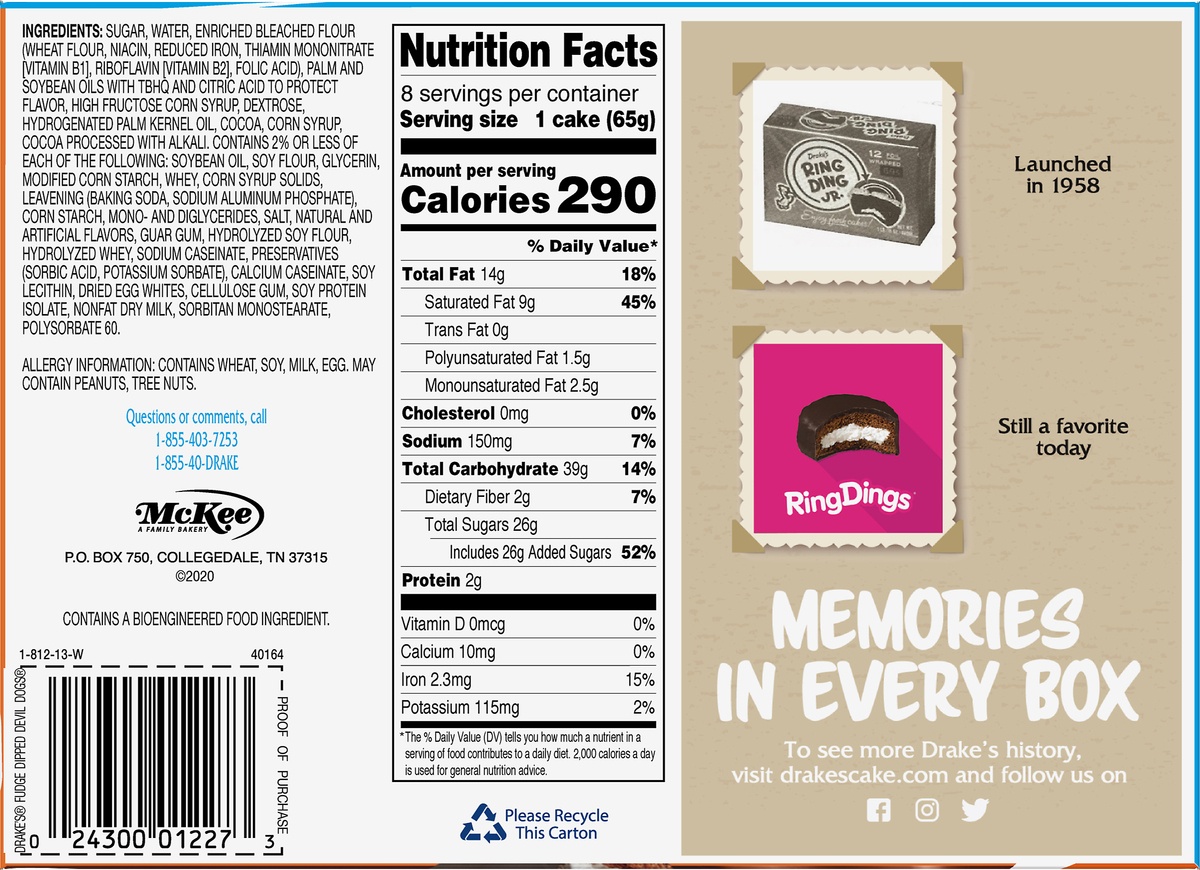 Drake's Fudge Dipped Devil Dogs 18.32 oz Shipt