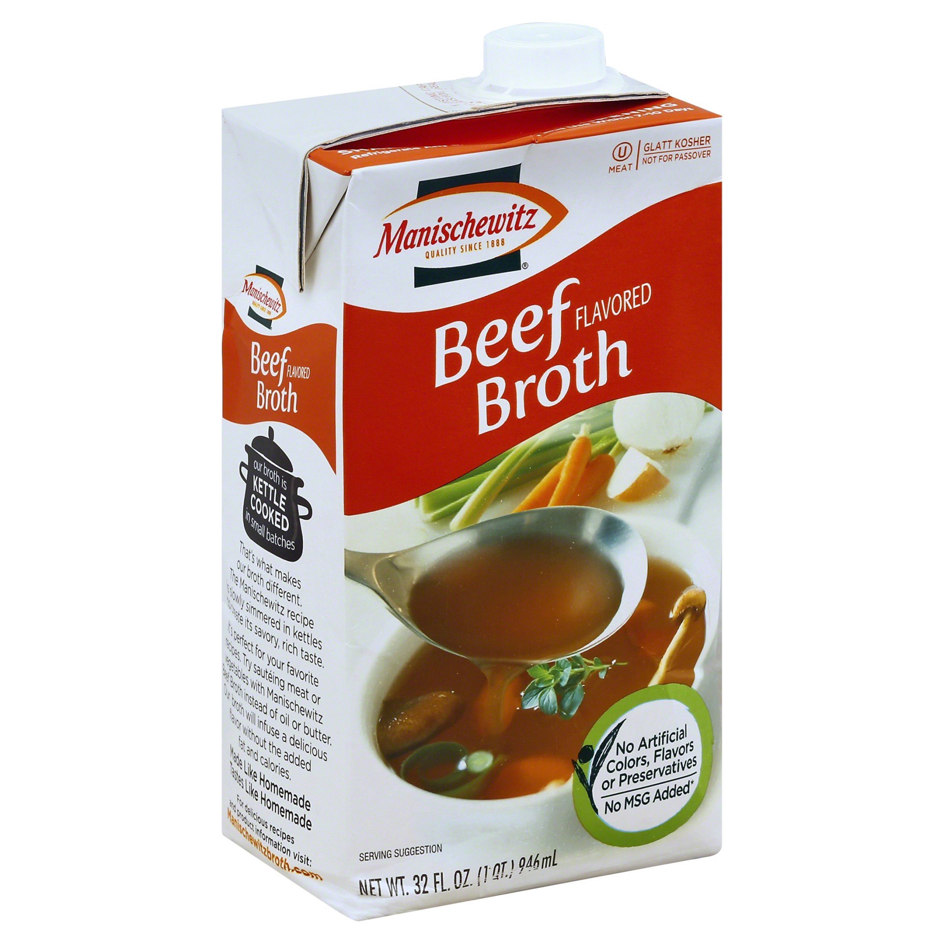 slide 1 of 1, Manischewitz Beef Broth, 32 fl oz