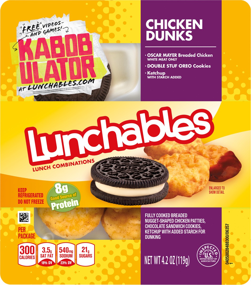 slide 3 of 3, Lunchables Chicken Dunks with Chocolate Creme Cookies, 4.2 oz Tray, 4.2 oz
