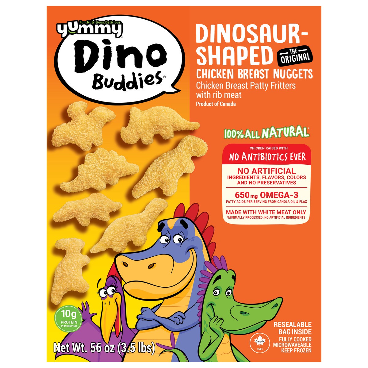 slide 11 of 12, Yummy Dinosaur-Shaped Chicken Breast Nuggets, 56 oz, 56 oz