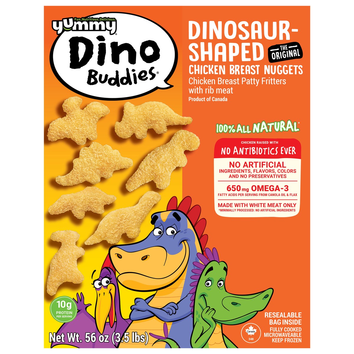 slide 1 of 12, Yummy Dinosaur-Shaped Chicken Breast Nuggets, 56 oz, 56 oz