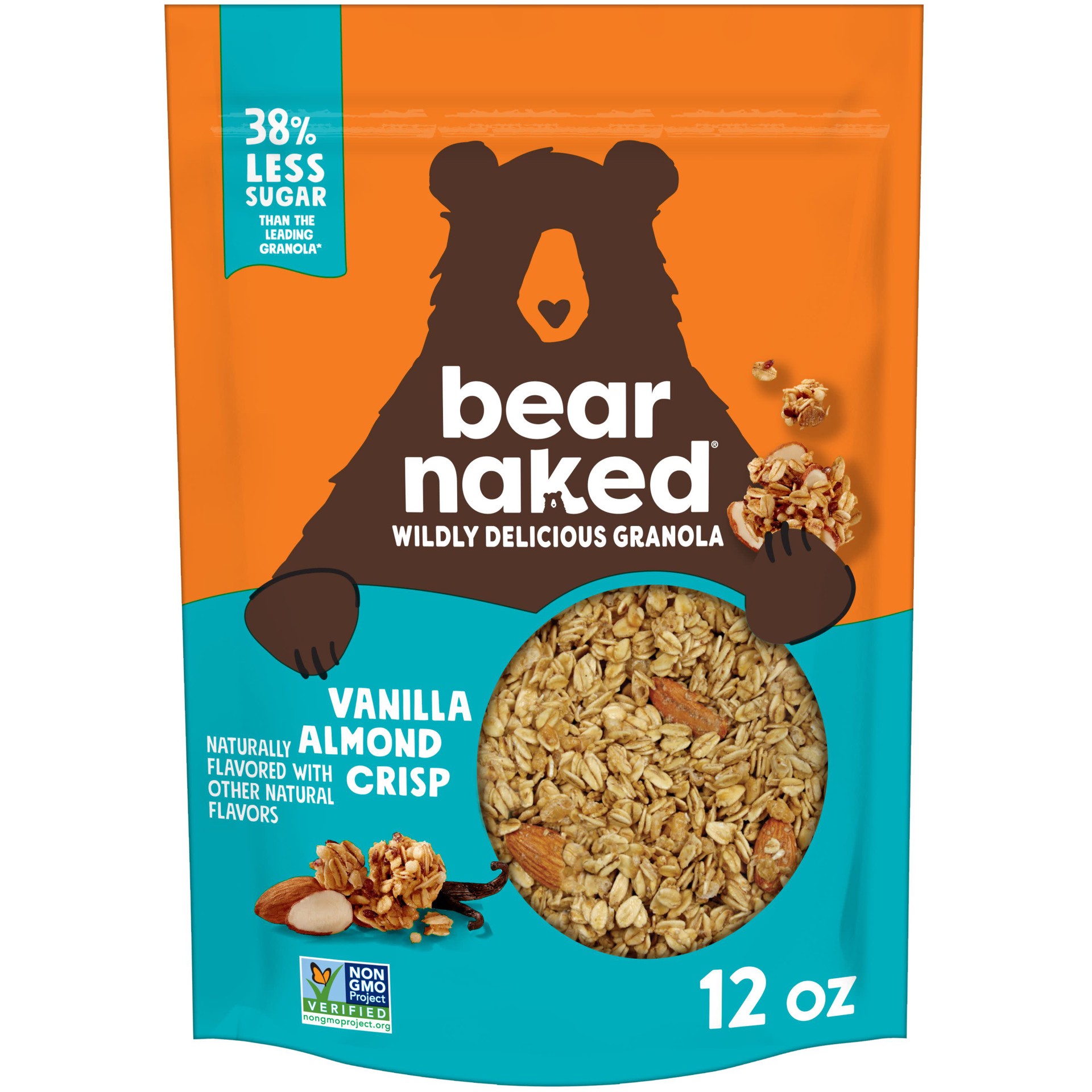 slide 1 of 5, Bear Naked Granola Cereal, Whole Grain Granola, Breakfast Snacks, Vanilla Almond Crisp, 12oz Bag, 1 Bag, 12 oz