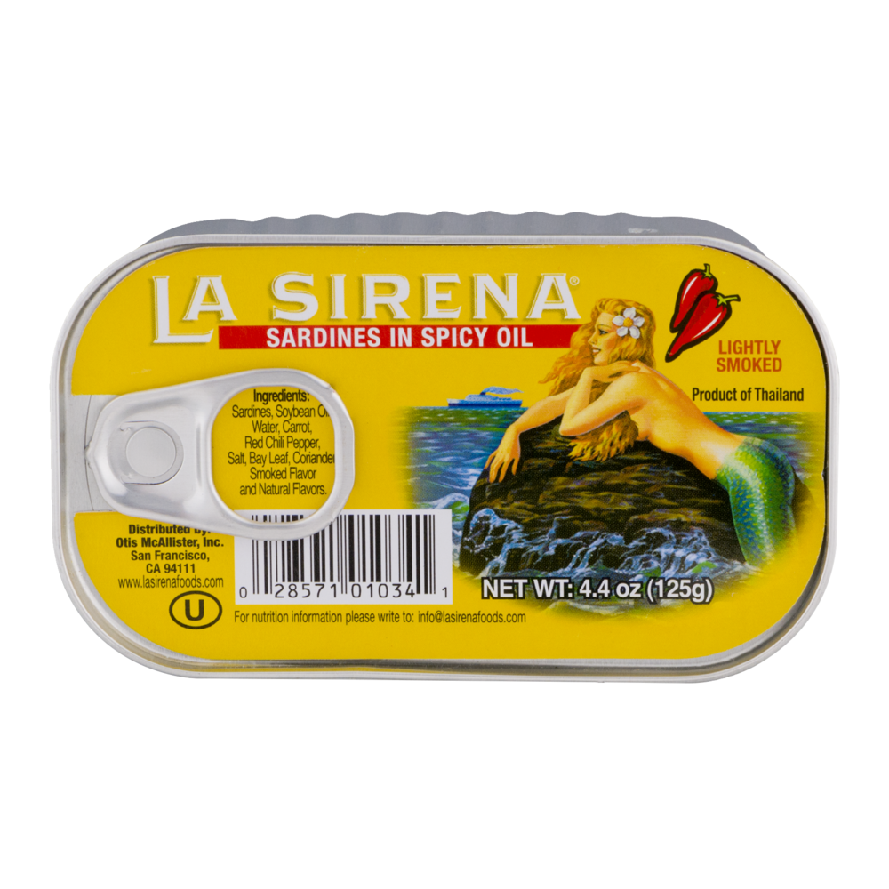 slide 1 of 1, La Sirena Lightly Smoked Sardines In Spicy Oil, 4.4 oz