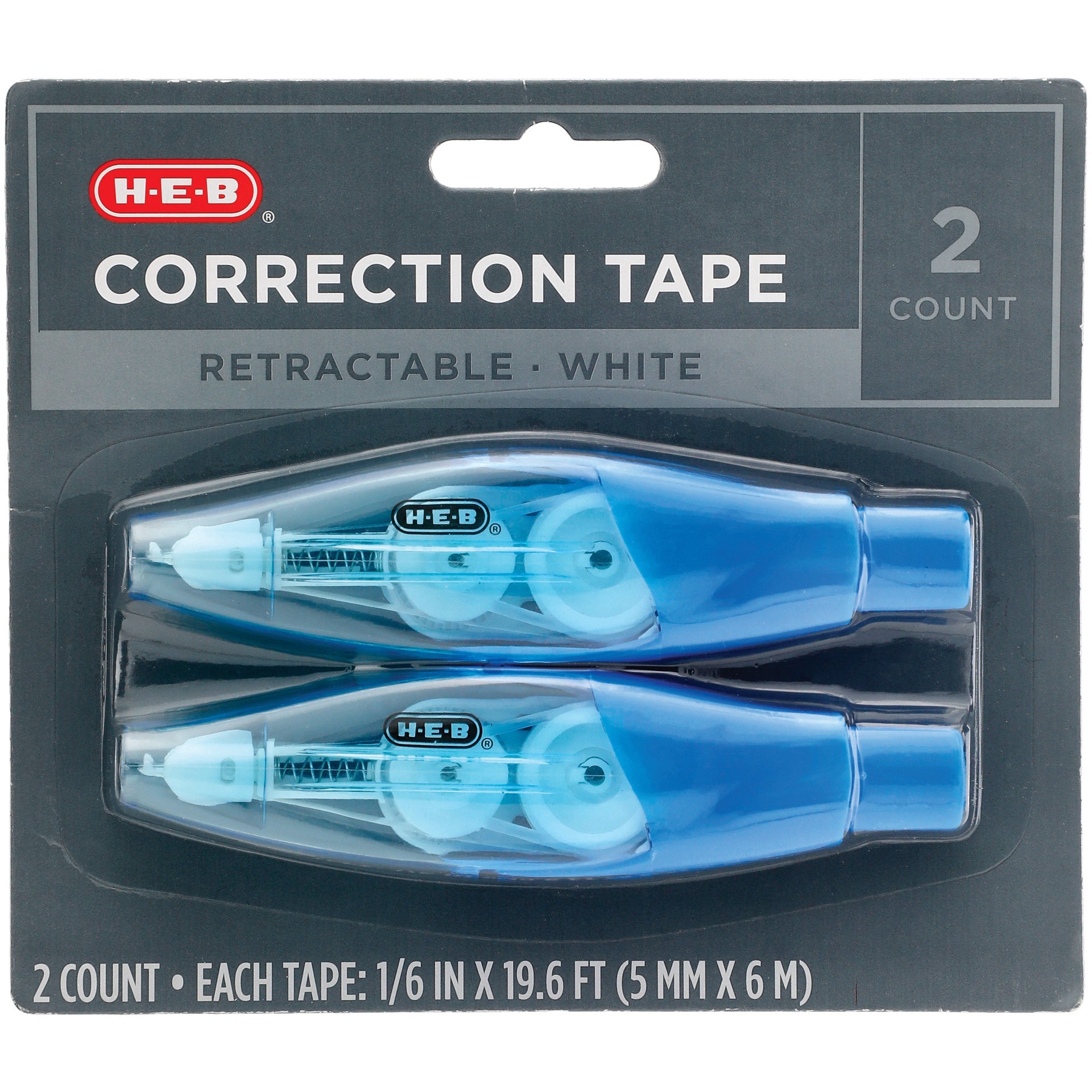 slide 1 of 1, H-E-B Retractable Correction Tape, 2 ct