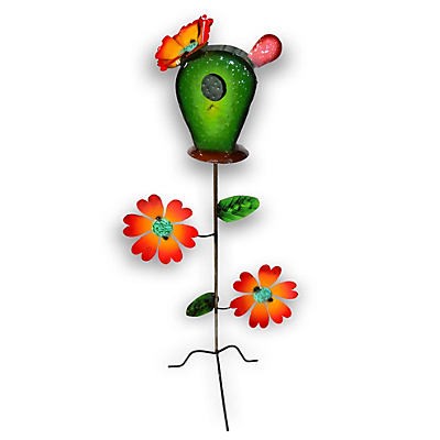 slide 1 of 1, Creative Decor Sourcing Metal Standing Cactus Bird House, 52 in