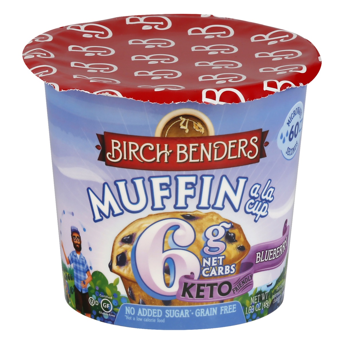 slide 1 of 1, Birch Benders Keto Blueberry Muffin A La Cup, 1.76 oz