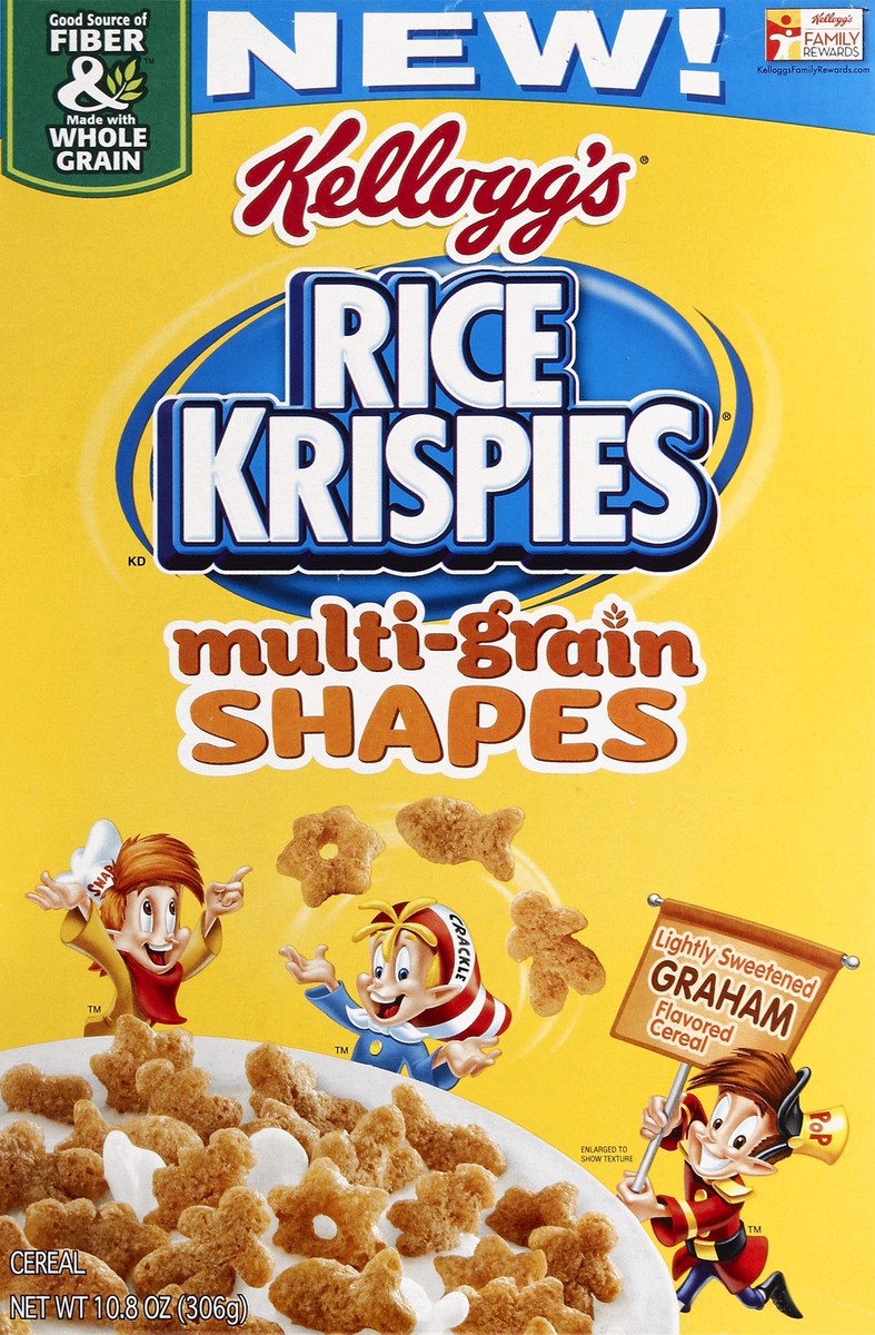 slide 5 of 6, Kellogg's Rice Krispies Multi-Grain Shapes Cereal, 10.8 oz