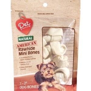 slide 1 of 1, Pet Central Pet Central Natural American Rawhide Mini Bones, 7 ct