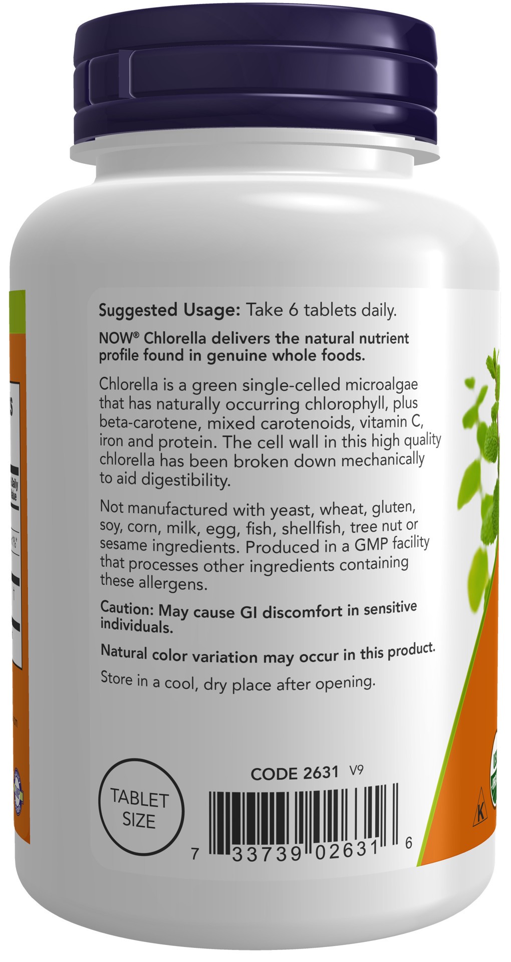 slide 4 of 4, NOW Chlorella 500 mg, Organic - 200 Tablets, 500 mg