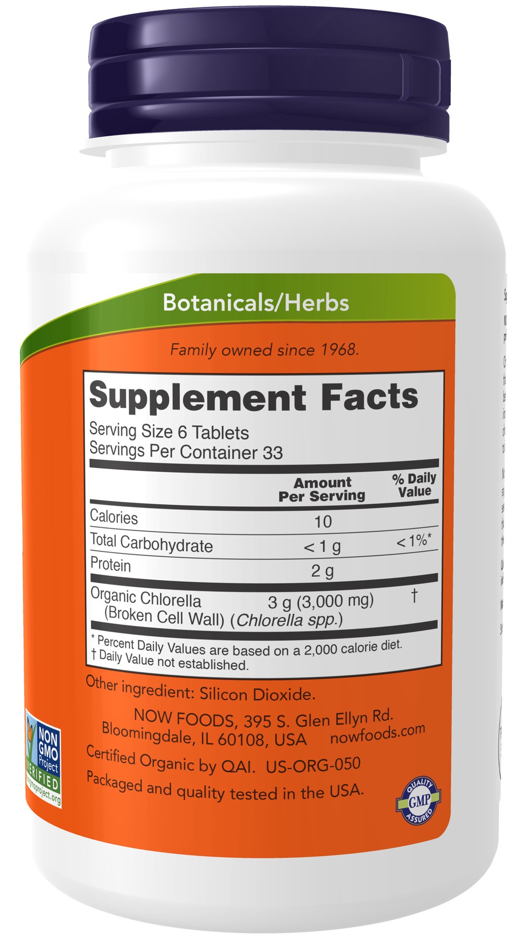 slide 2 of 4, NOW Chlorella 500 mg, Organic - 200 Tablets, 500 mg