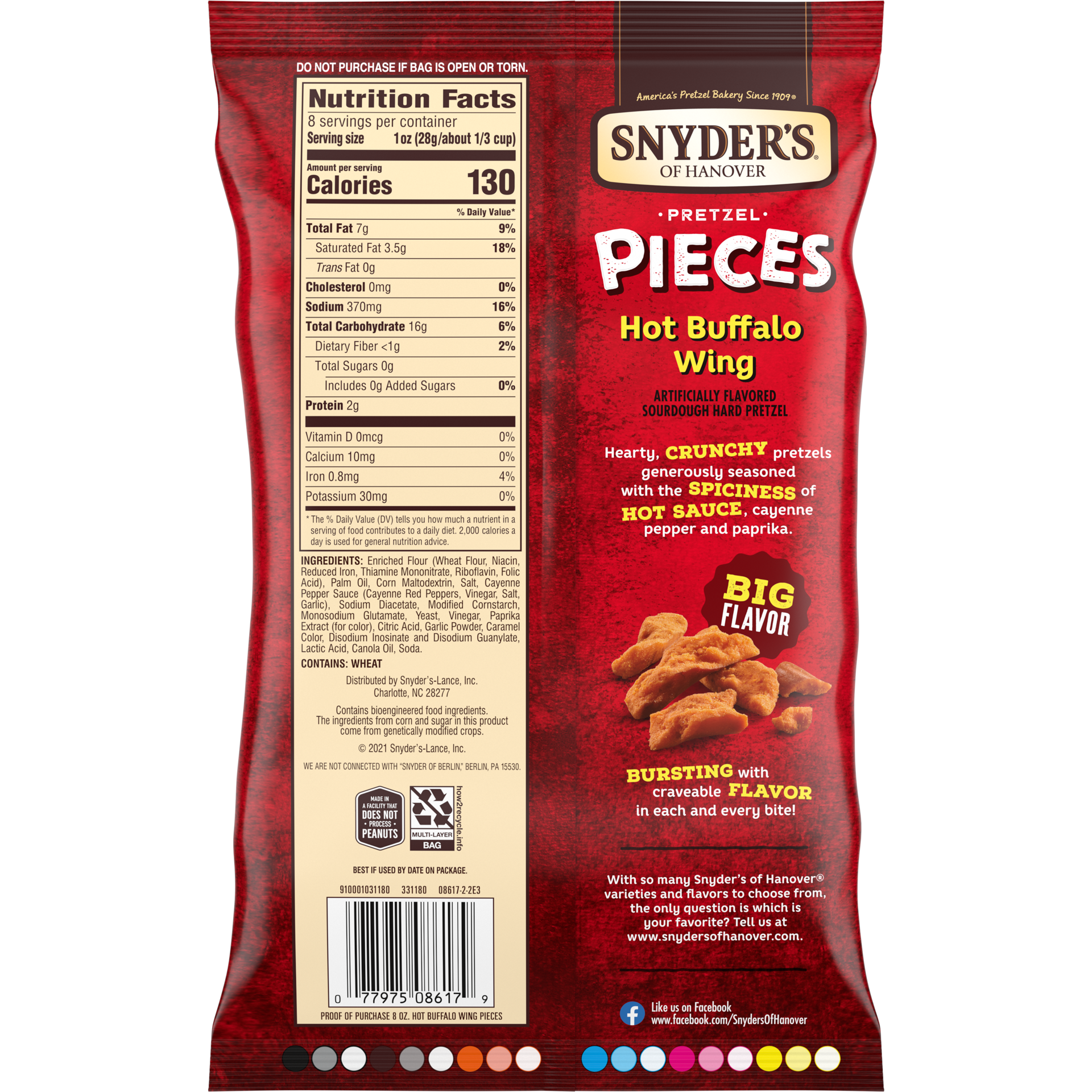 slide 4 of 5, Snyder's of Hanover Hot Buffalo Wing Flavored Pretzel Pieces, 8 Oz Bag, 8 oz