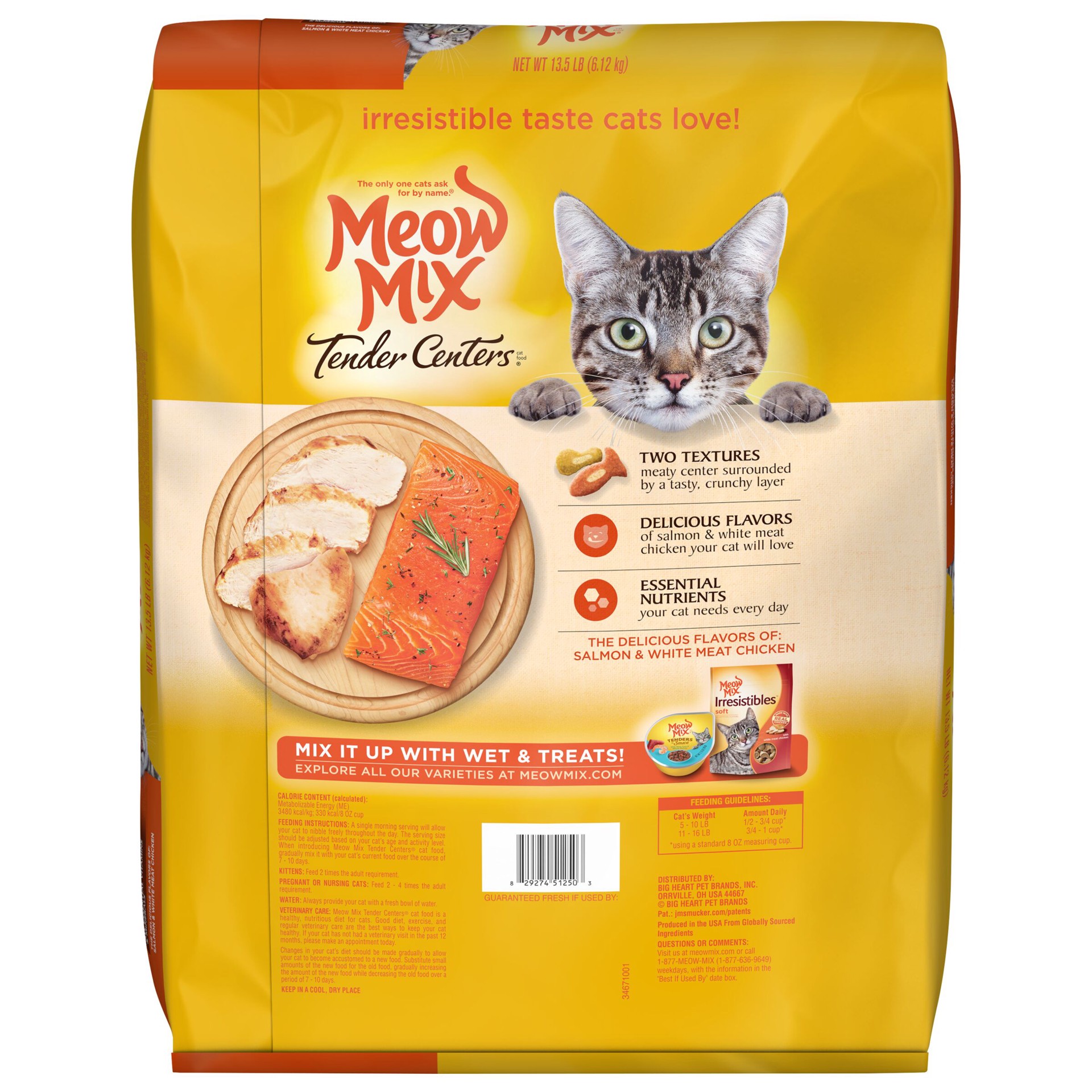 slide 6 of 8, Meow Mix 13.5 Pound Tender Centers Salmon And Chicken, 13.5 lb
