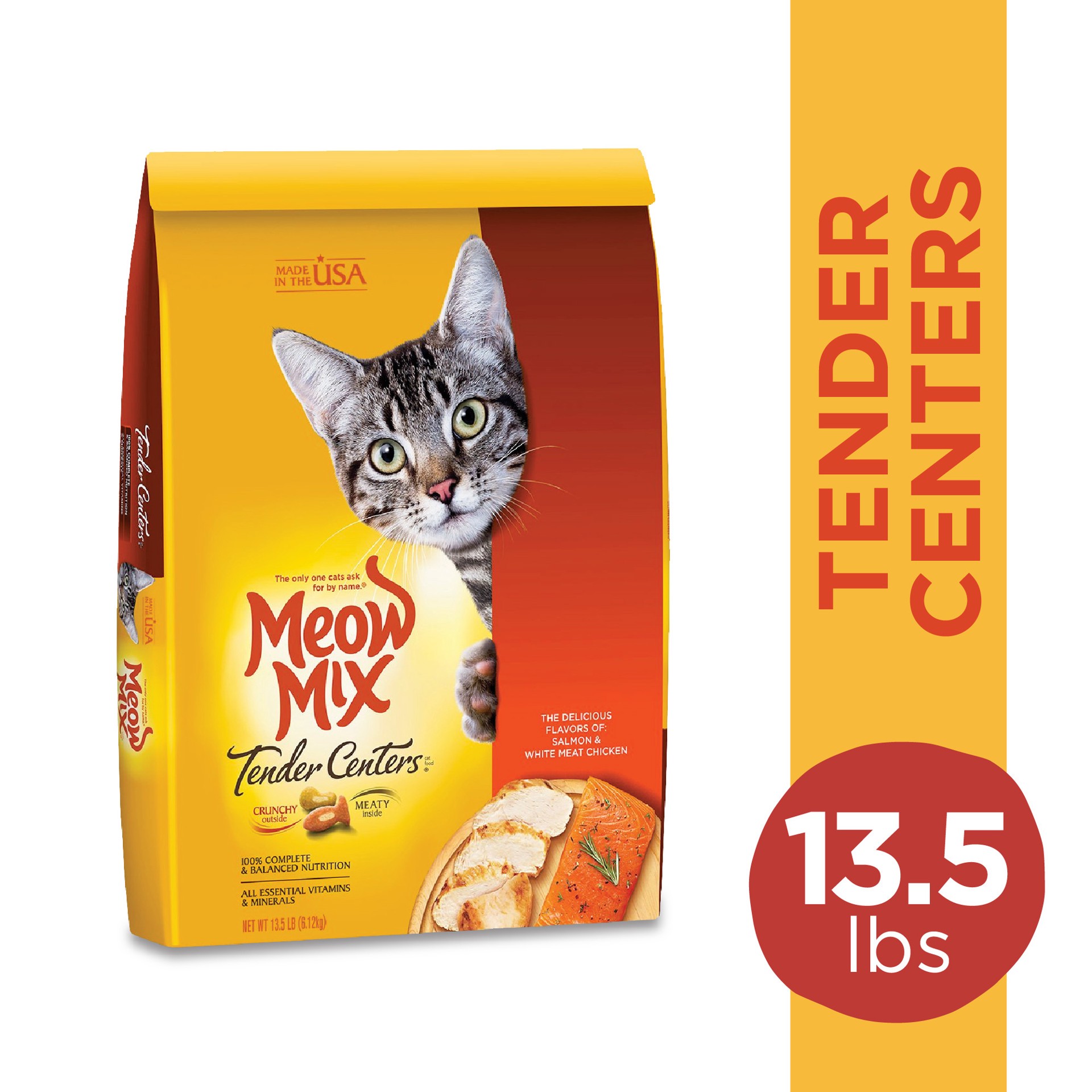slide 3 of 8, Meow Mix 13.5 Pound Tender Centers Salmon And Chicken, 13.5 lb
