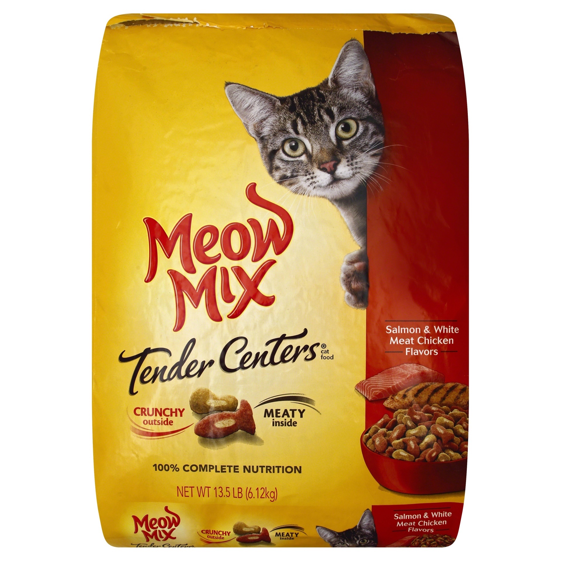 slide 1 of 1, Meow Mix Tender Centers Salmon and White Meat Chicken Cat Food, 13.5 lb