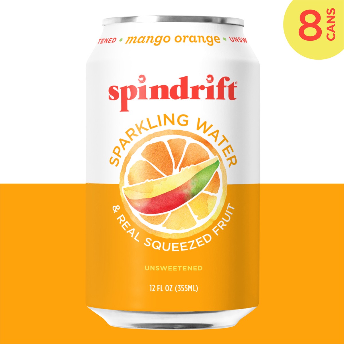 slide 3 of 7, Spindrift Orange Mango Sparkling Water - 96 fl oz, 8 ct; 12 fl oz