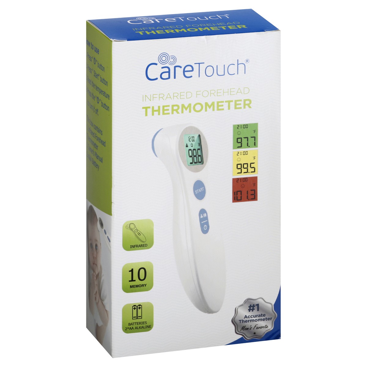 slide 7 of 11, CareTouch Infrared Forehead Thermometer 1 ea, 1 ct