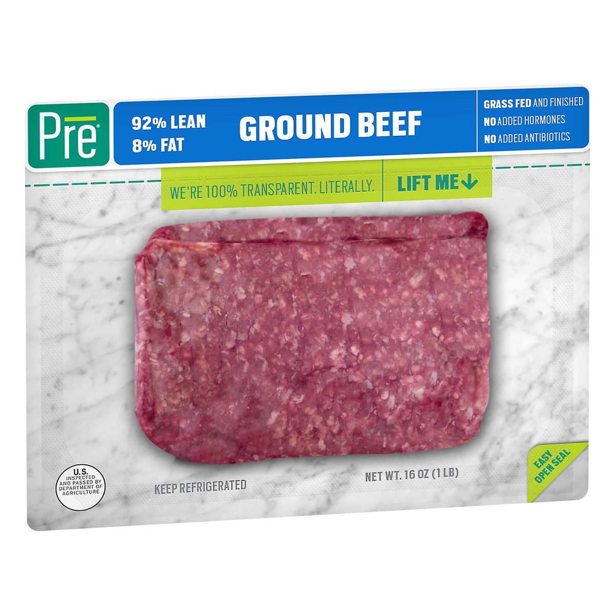 slide 8 of 9, Pre 92% Lean 8% Fat Ground Beef, 1 lb