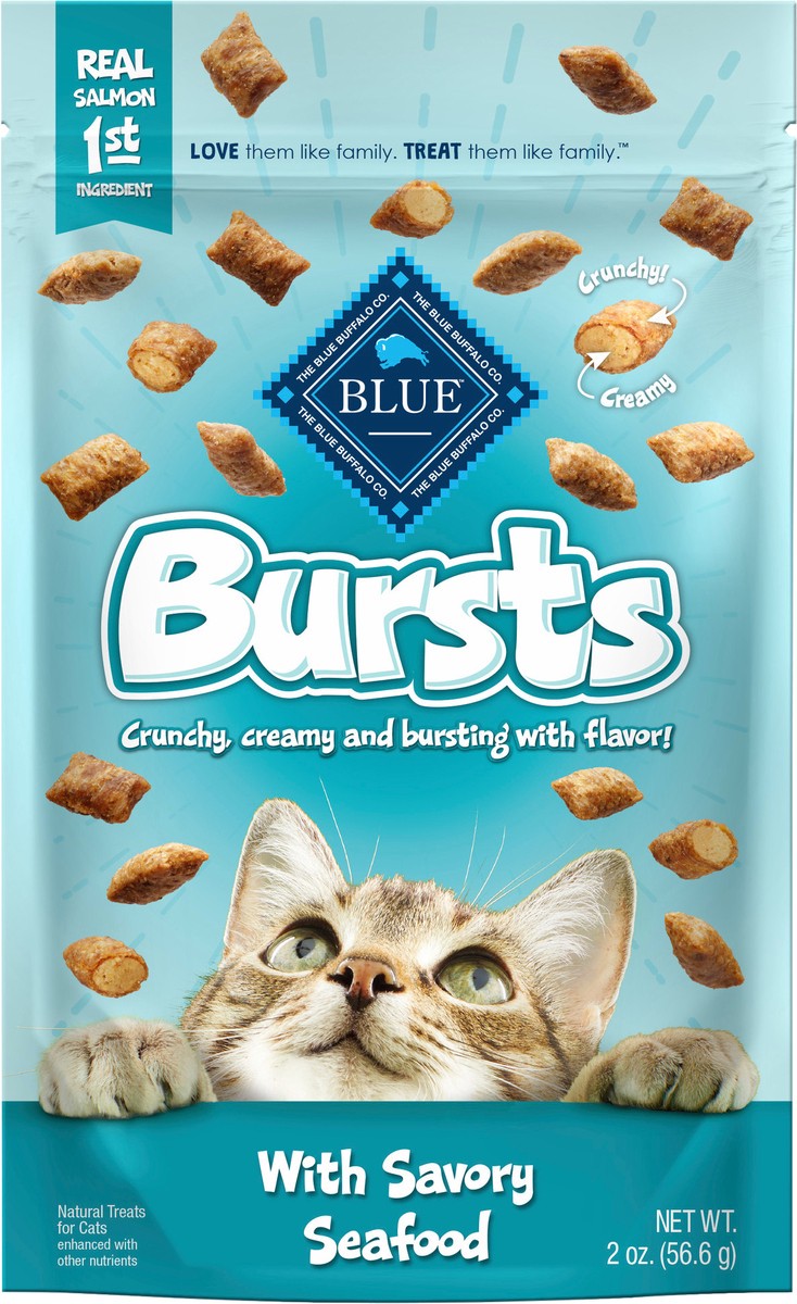 slide 2 of 5, Blue Buffalo Blue Bursts Filled Cat Treats Seafood, 2 oz