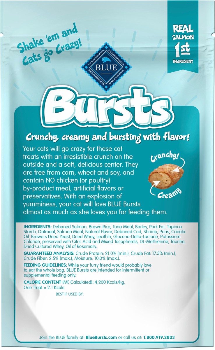 slide 3 of 5, Blue Buffalo Blue Bursts Filled Cat Treats Seafood, 2 oz