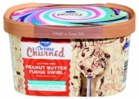 slide 1 of 6, Kroger Lactose Free / No Sugar Added Deluxe Churned Peanut Butter Fudge Swirl Ice Cream, 48 fl oz