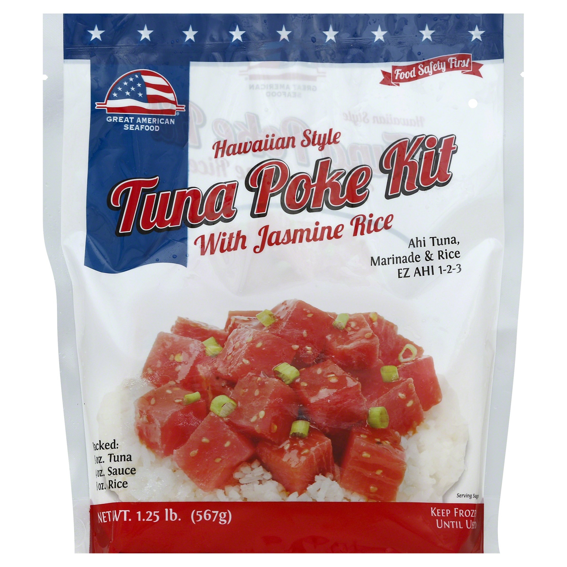 slide 1 of 1, Great American Seafood Hawaiian Style Tuna Poke Kit With Jasmine Rice, per lb