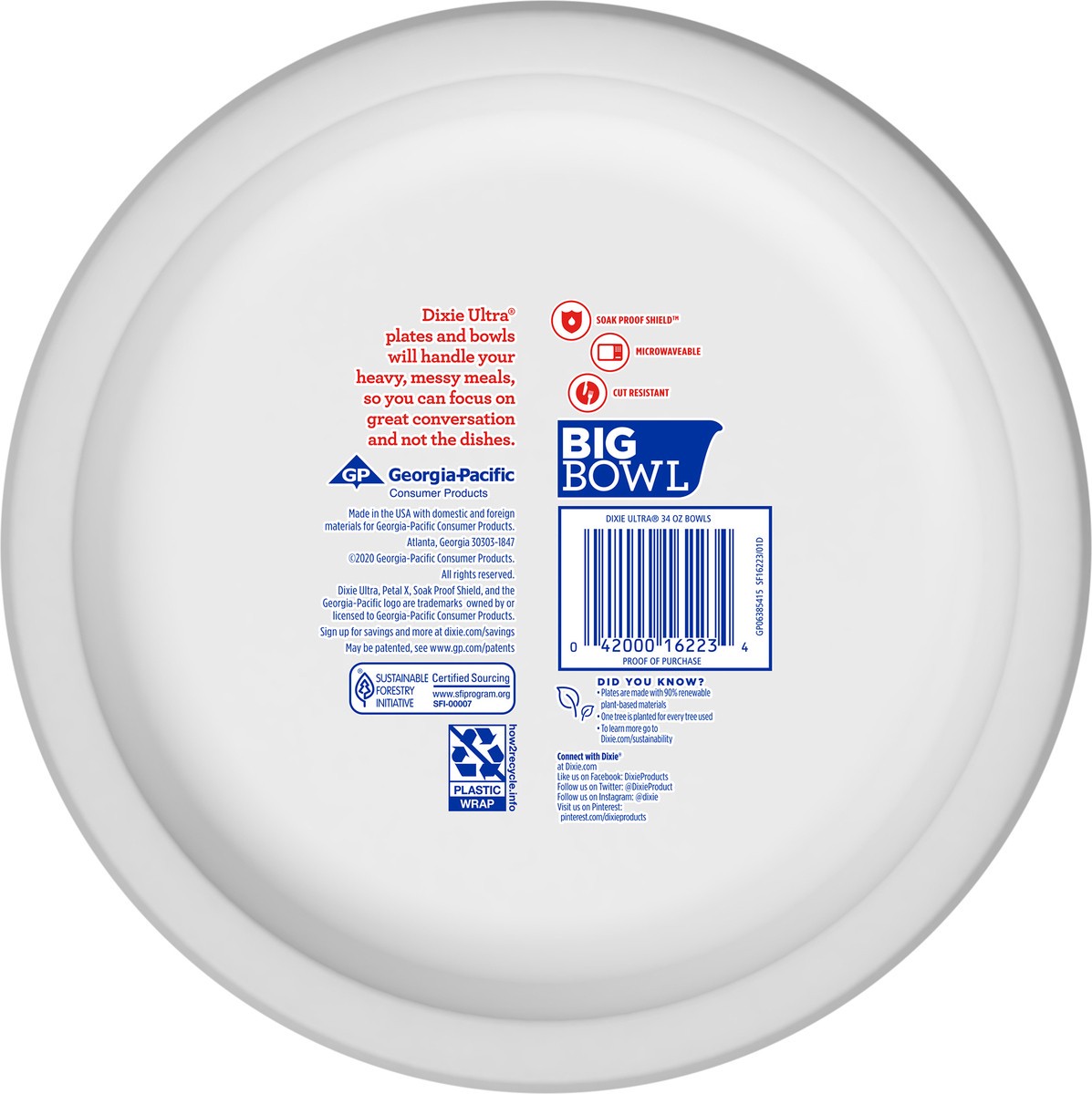 slide 4 of 4, Dixie Ultra Compostable 34 Ounce Bowls, 16 Count, 16 ct