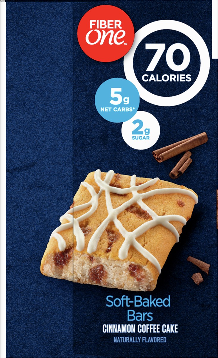 slide 7 of 9, Fiber One 70 Calorie Soft-Baked Bars, Cinnamon Coffee Cake, Value Pack, 12 Bars, 10.6 oz, 12 ct