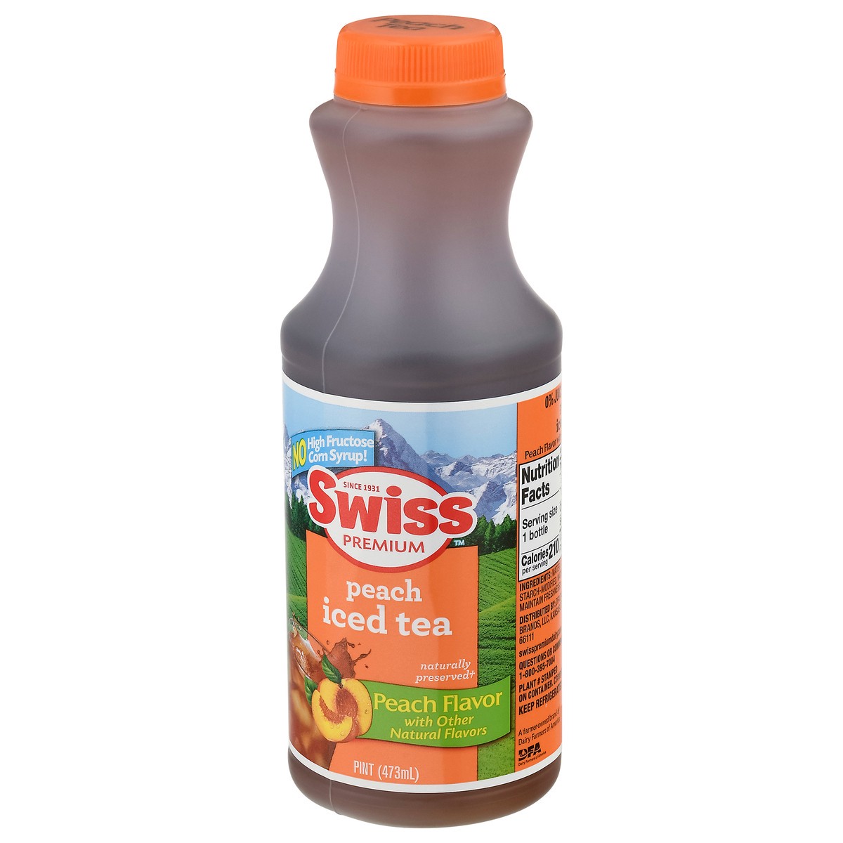 slide 2 of 4, Swiss Premium Peach Flavor Iced Tea 1 pt, 1 pint