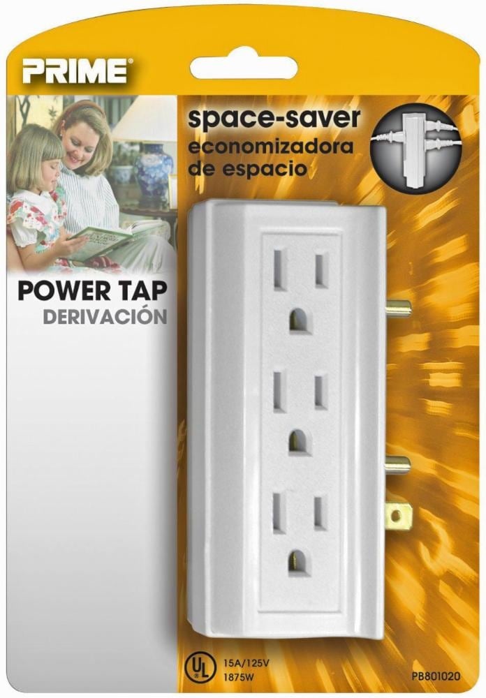 slide 1 of 1, Prime Wire & Cable 6-Side-Outlet Power Tap - White, 1 ct