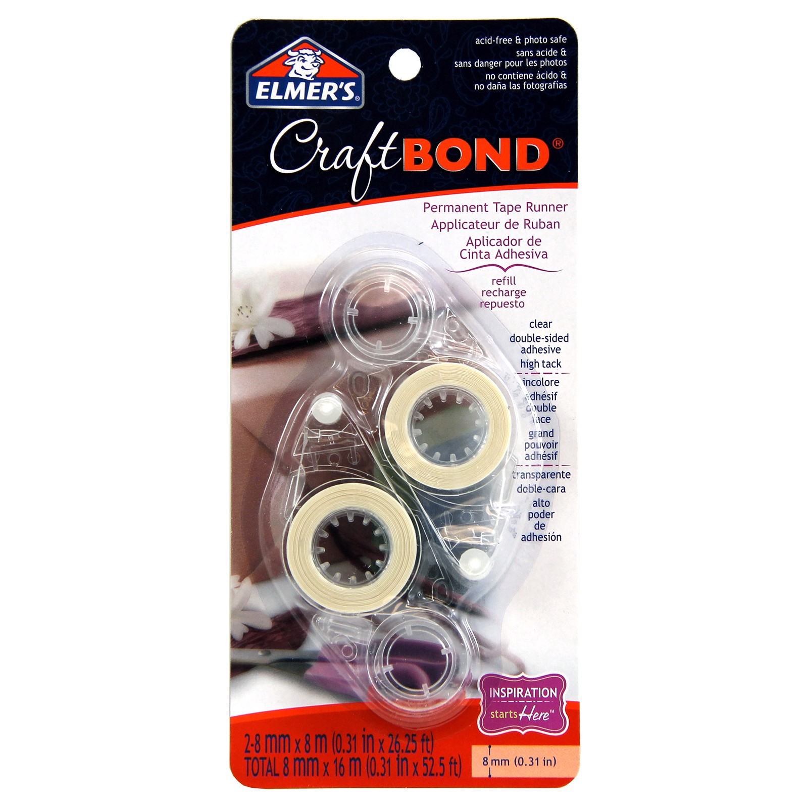 slide 2 of 3, Elmer's Elmer's Craftbond Permanent Tape Runner Refill, 2ct., 2 ct