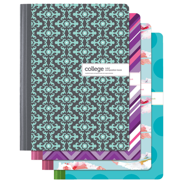 slide 1 of 5, Office Depot Brand Fashion Composition Notebook, 7 1/2'' X 9 3/4'', 1 Subject, College Ruled, 80 Sheets, Assorted Designs (No Design Choice), 80 ct