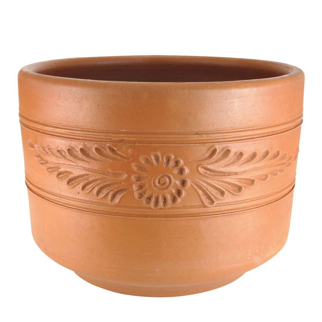 slide 1 of 1, PR Imports Floral Etch Terracotta Planter, 17 in