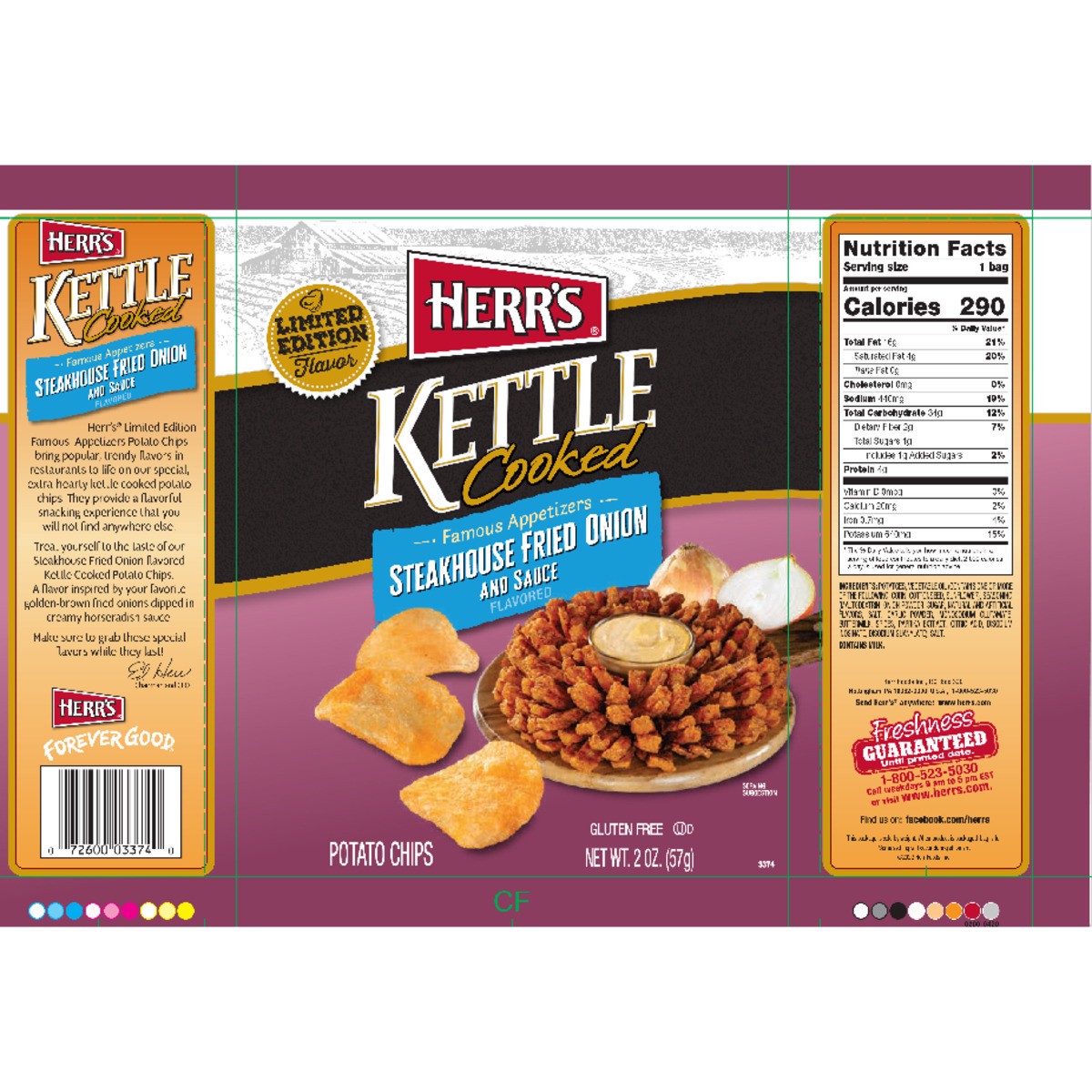 slide 4 of 12, Herr's Steakhouse Fried Onion Kettle Chips, 2 Oz, 2 oz