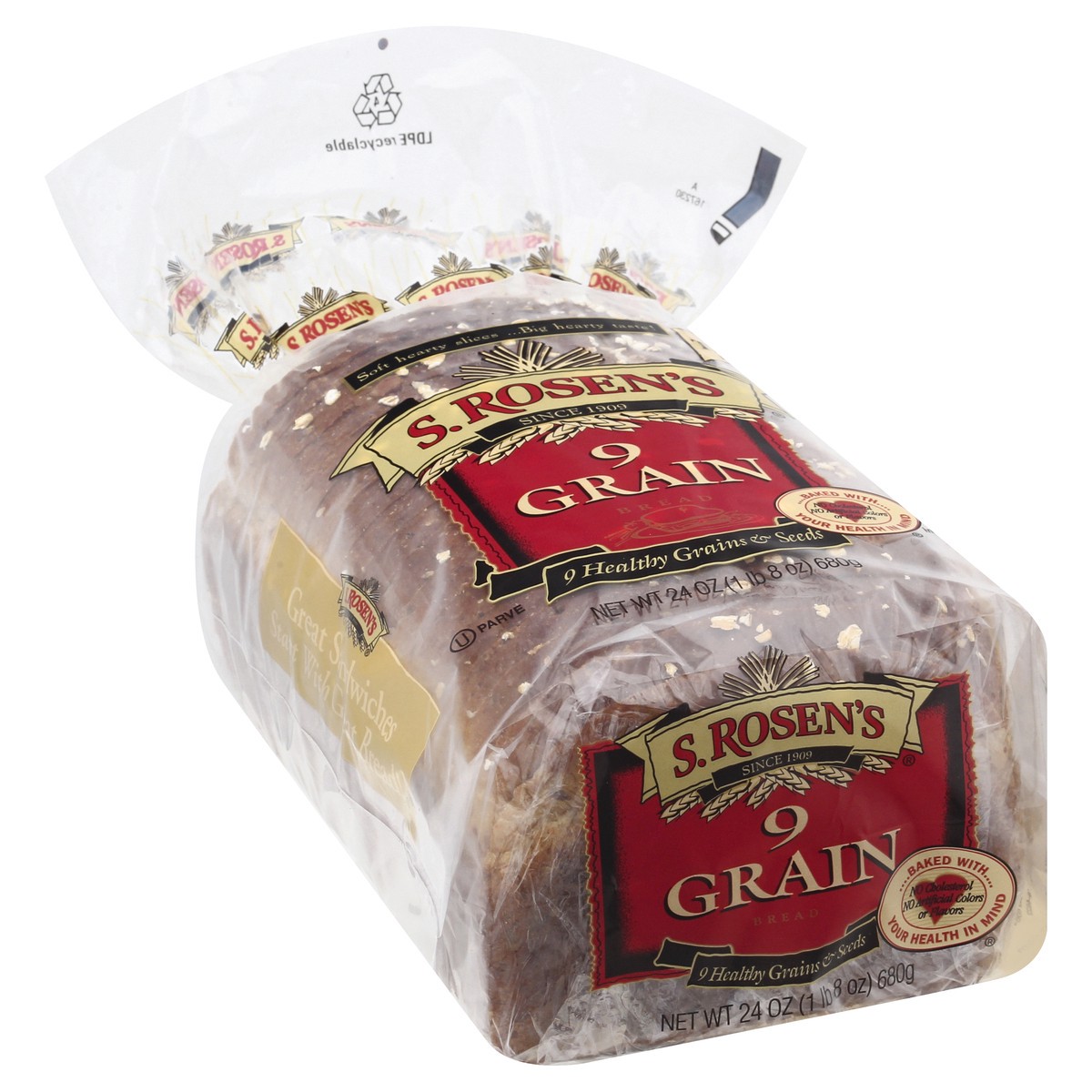 slide 2 of 9, S. Rosen's 9 Grain Bread 24 oz, 24 oz