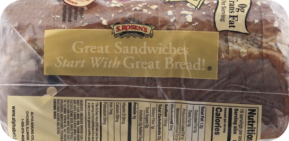 slide 8 of 9, S. Rosen's 9 Grain Bread 24 oz, 24 oz