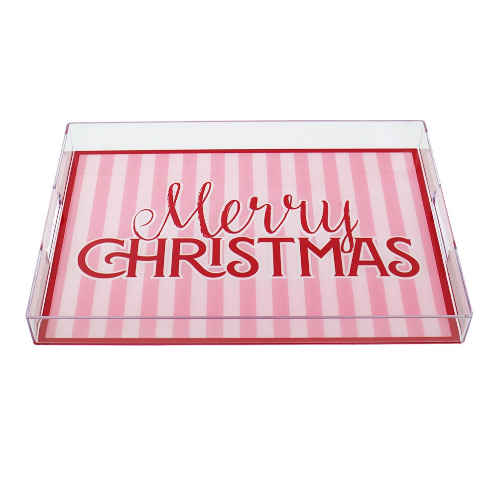 slide 3 of 3, 13.75" Pink Merry Christmas Tray By Ashland, 13.75 in