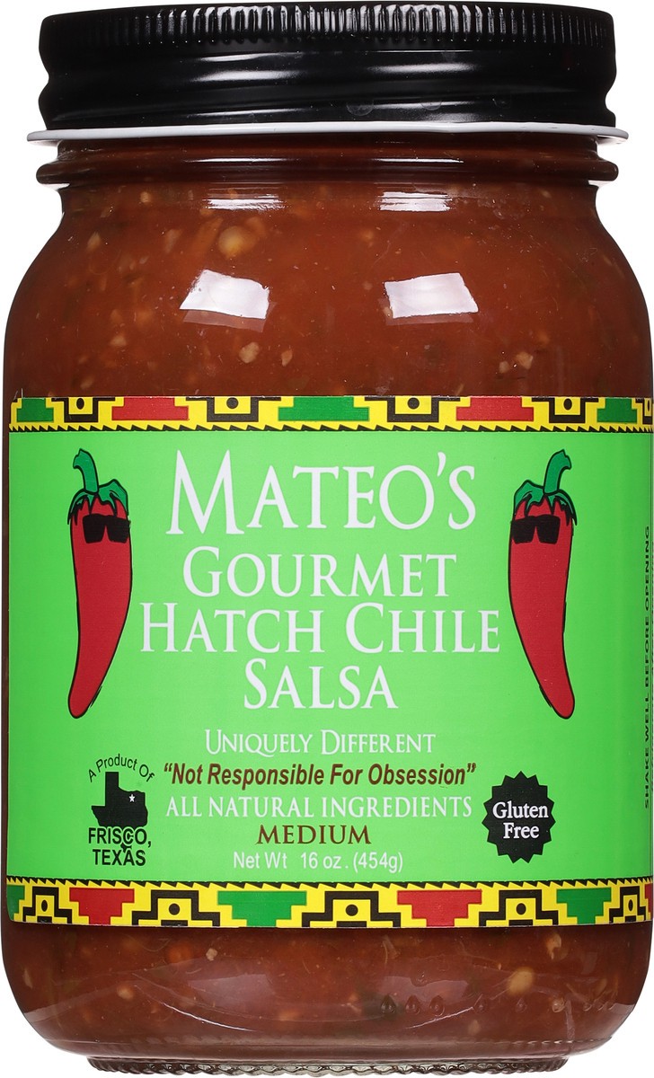 slide 7 of 9, Mateo's Medium Hatch Chile Gourmet Salsa 16 oz, 16 oz