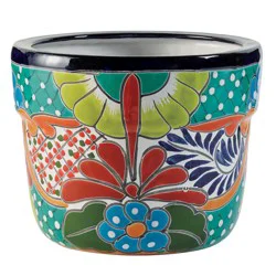 Blue Orange Pottery Chihuahua Talavera Planter