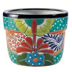 Blue Orange Pottery Chihuahua Talavera Planter